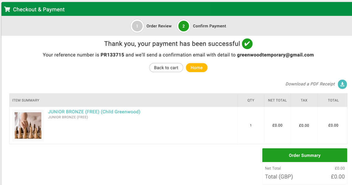 Payment successful